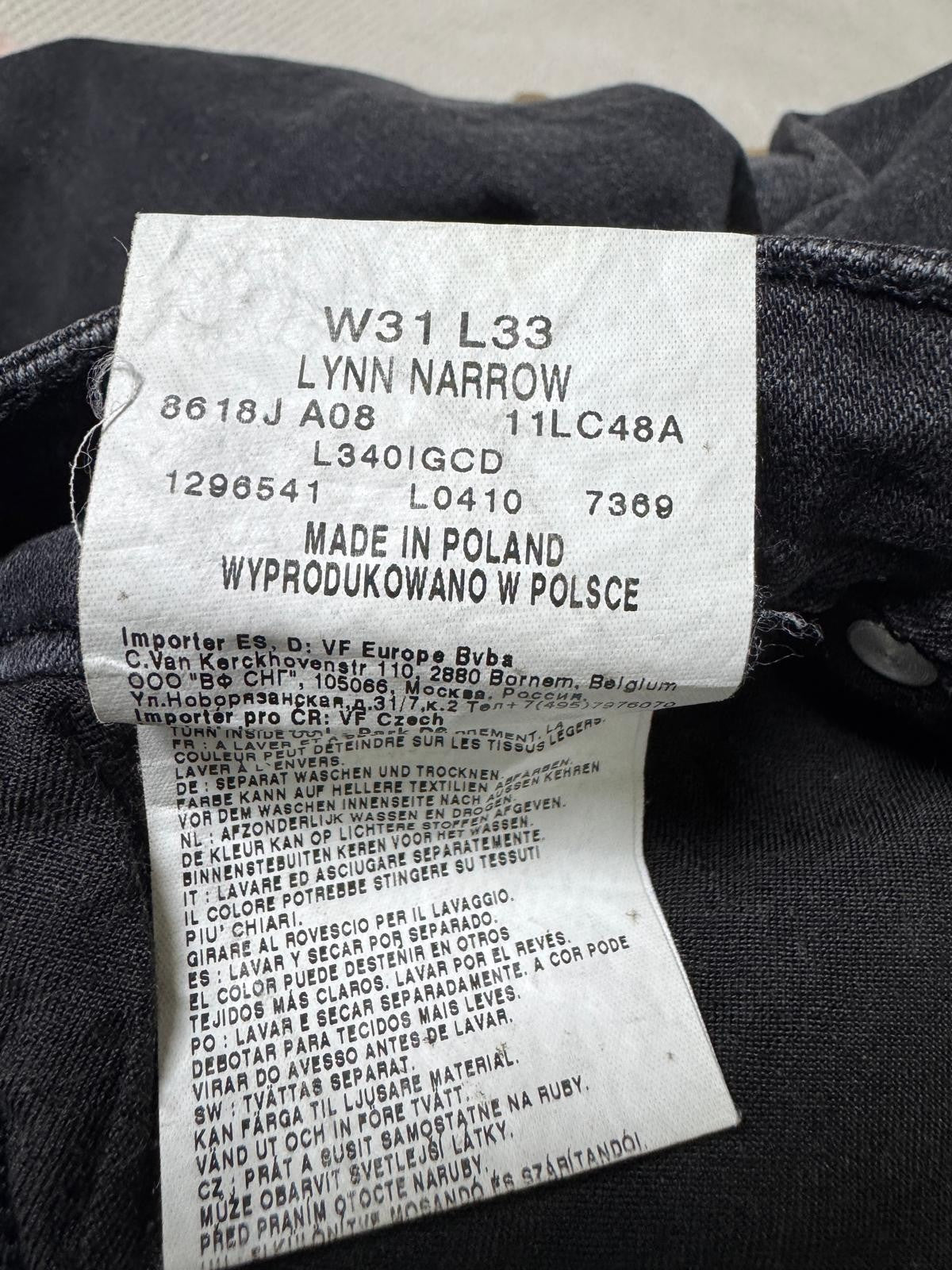 Vintage Lee Jeans Lynn Narrow  Female Black 31x33 Fit GRADE B