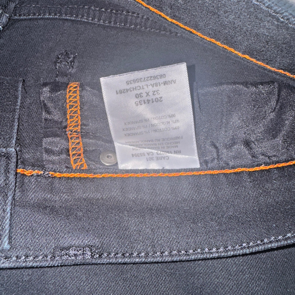 Vintage Lee Jeans Men’s Black 32x30 Slim Fit Tapered Leg GRADE A