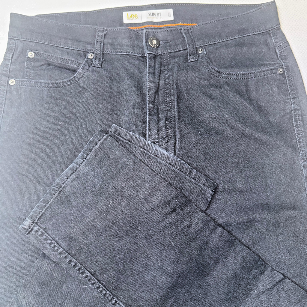 Vintage Lee Jeans Men’s Black 32x30 Slim Fit Tapered Leg GRADE A