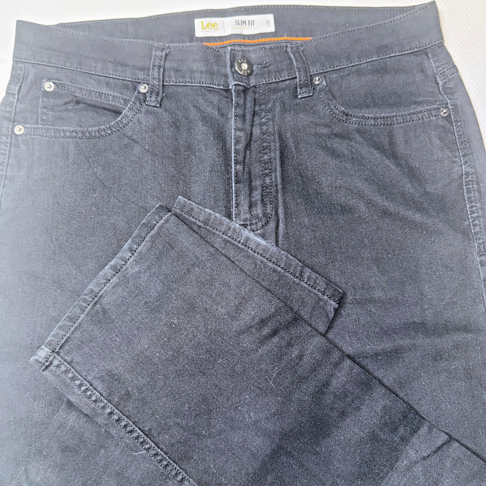 Vintage Lee Jeans Men’s Black 32x30 Slim Fit Tapered Leg GRADE A